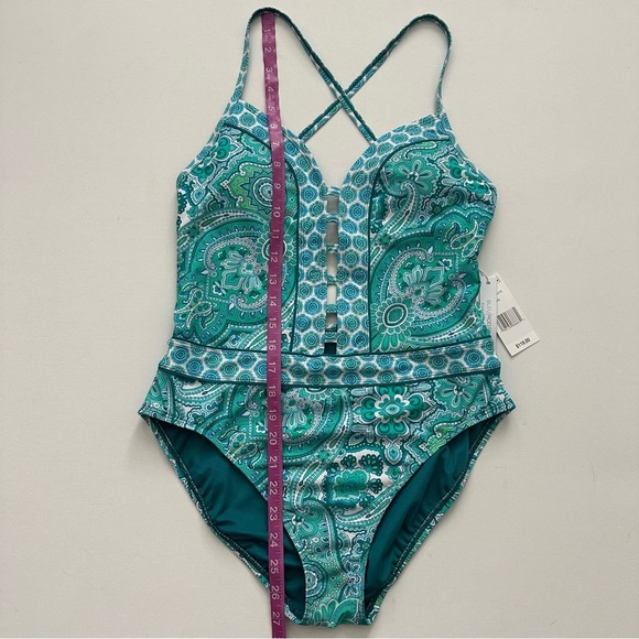 Bleu Rod Beattie COASTAL COOL PLUNGE ONE-PIECE SWIMSUIT Size 8 Women - Picture 9 of 15